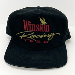 Vintage Winston Racing Team Hat Adults Black Velvet Snapback Nascar 90s